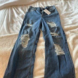 Prosperity Destroyed High Waist Nonstretch Wide Leg Jeans
